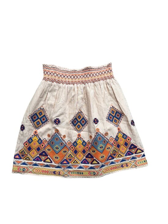 Miss Me Dresses & Skirts - MM Couture by Miss Me Boho Festival Aztec Embroidered Linen Mini Skirt Size L 🌵